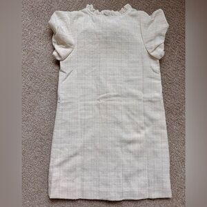 Elegant Cream White Tweed Short Sleeve Christmas Holiday Dress Girls Size 10/12